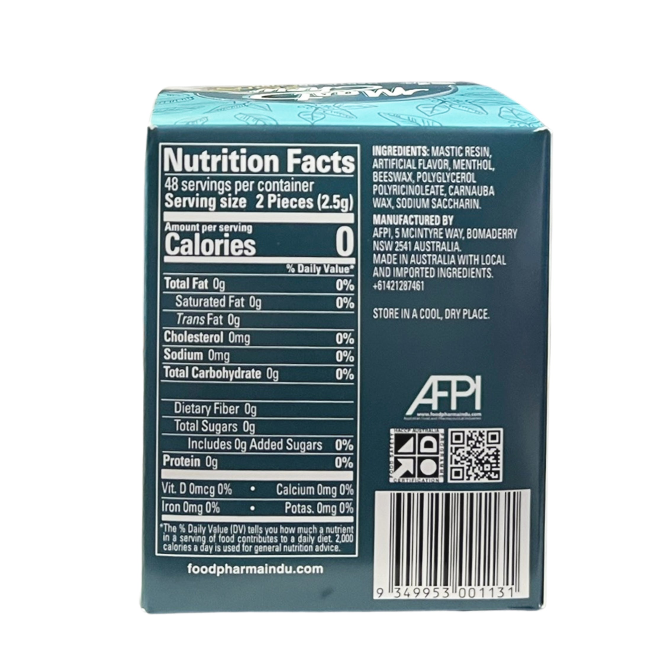 Mastic Chewing Gum Alternative Zero Sleeve (Mint – 8-Piece Blister Pack)